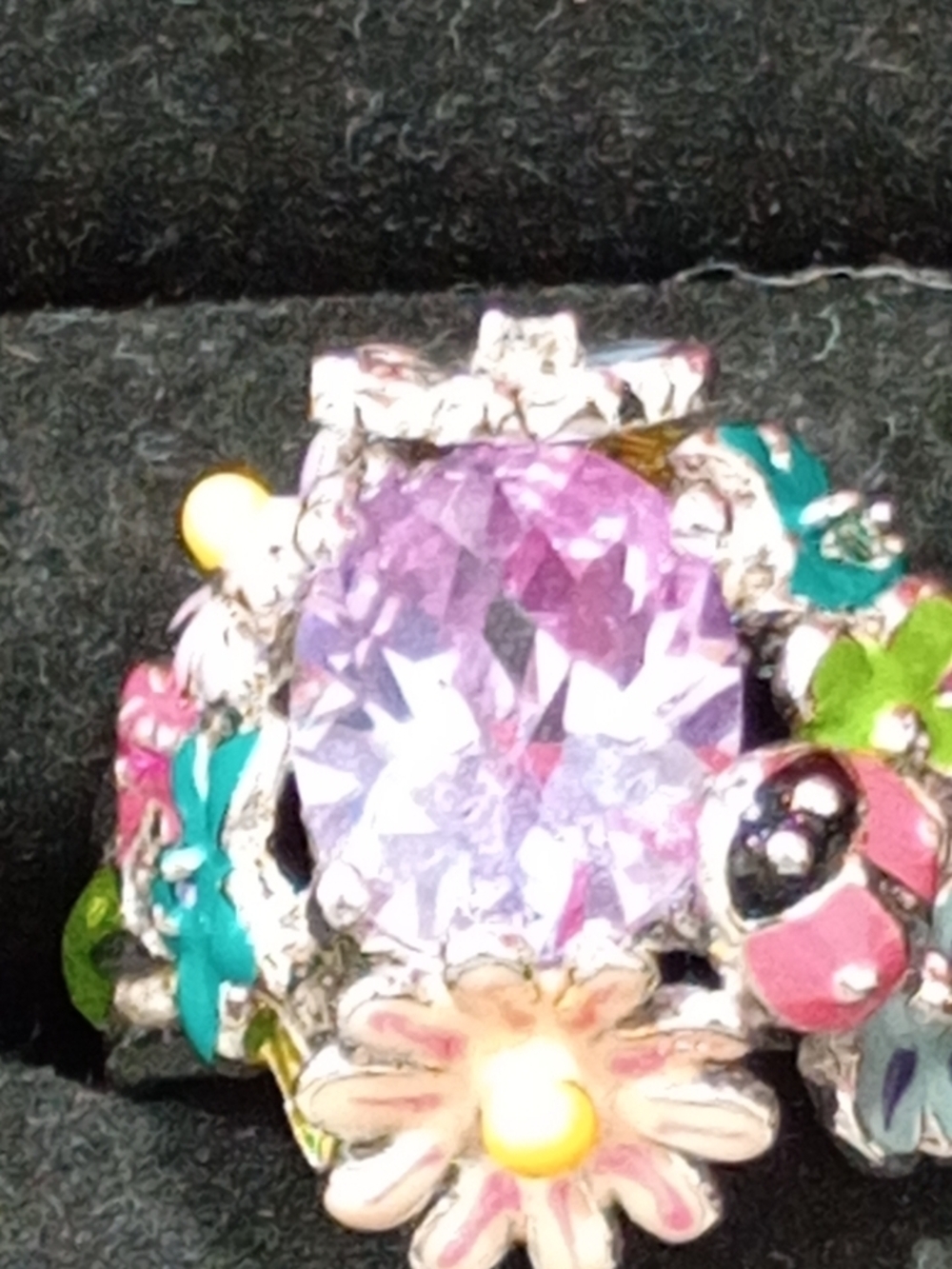 Park Lane Lavender Crystal Enamel Floral Ring with Multi-Color Accents - Picture 4 of 12